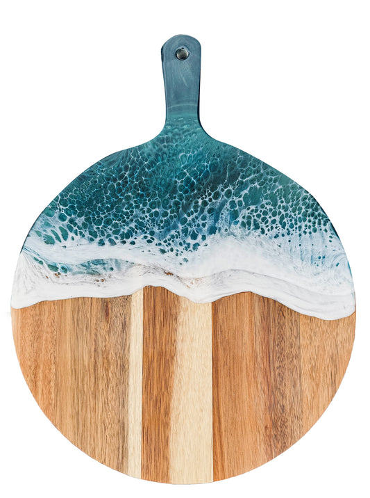 Blue & Green Double Wave Circular Paddle Board