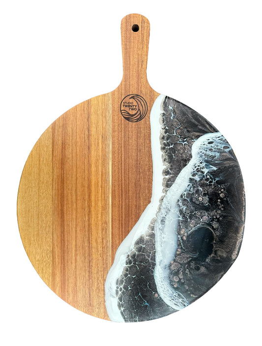 Black & Rose Gold Ocean Circular Serving Board