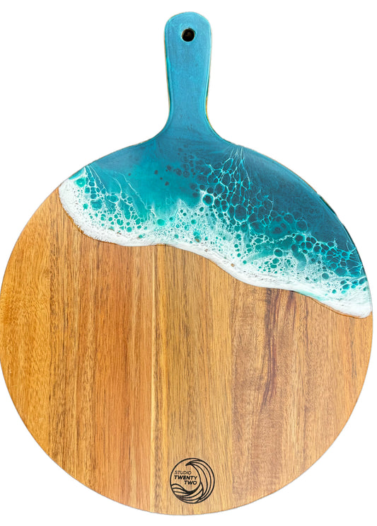 Green Teal Resin Circular Serving Board